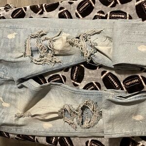 Distressed Fashion Nova  Light Blue Men's Jeans